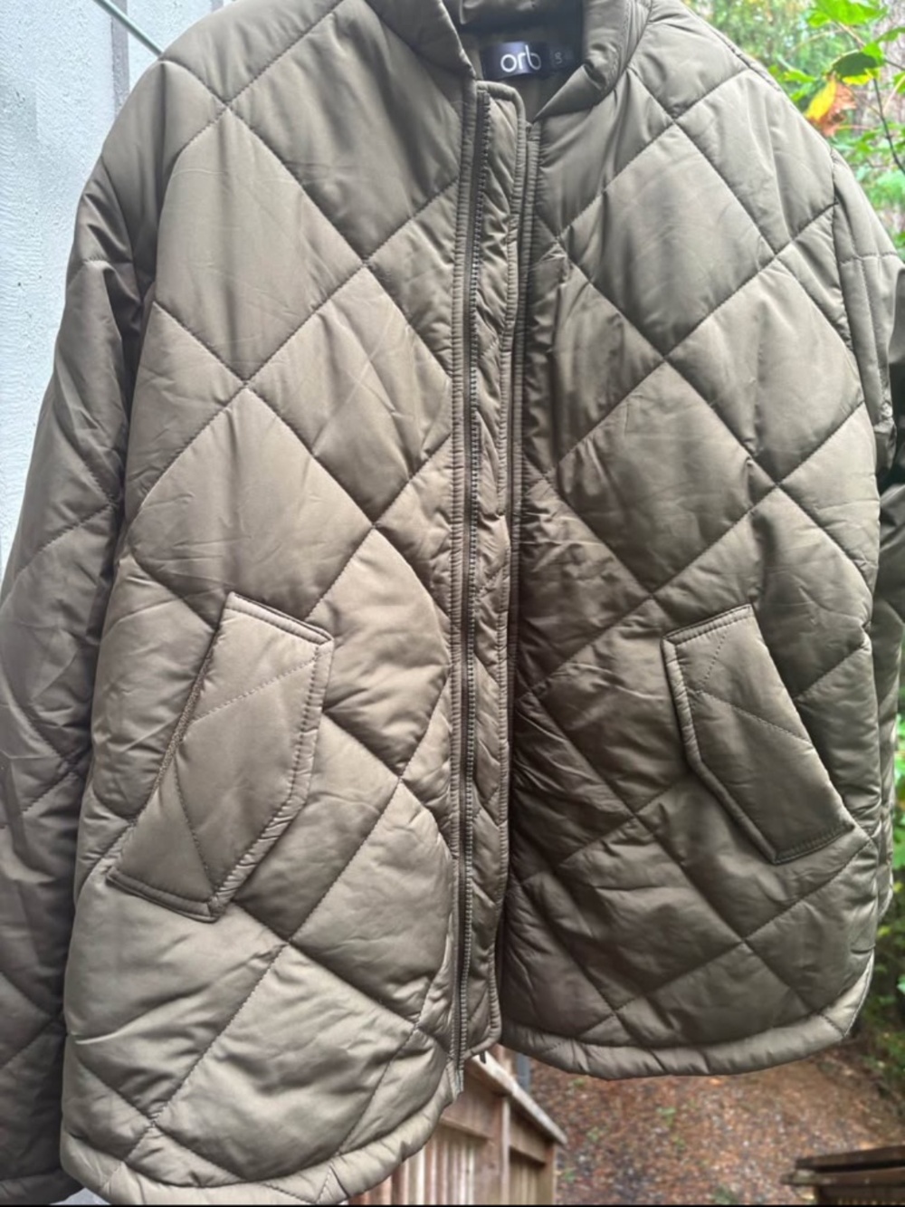 Quilted olive green women’s jacket - Picture 4 of 5